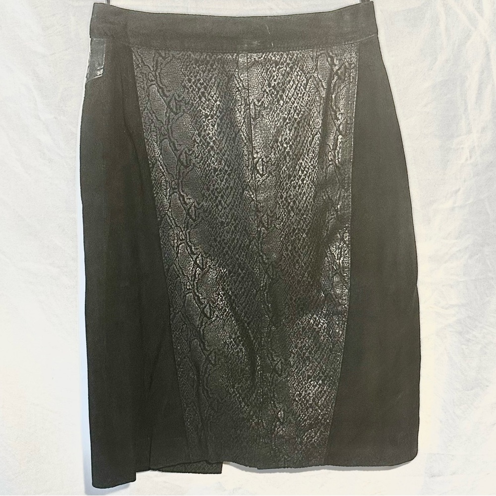 Vintage leather pencil skirt with snake skin detail